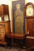 19th Century mahogany and rosewood fold top card table and large picture of a Crusader (2)