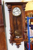 Victorian walnut cased double weight Vienna wall clock