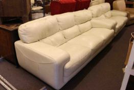 Pair Italian leather three seater and two seater settees