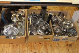 Three boxes of silver plated ware