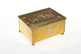 Decorative Arts brass cigarette box on ball feet