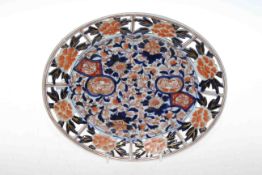 Japanese Imari oval plate with pierced rim