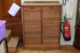 Early 20th Century oak double tambour front filing cabinet,