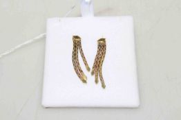 Pair 18 carat yellow gold tassel earrings