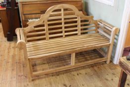 As new arched back hardwood garden bench,