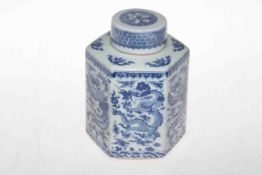 Chinese blue and white hexagonal caddy