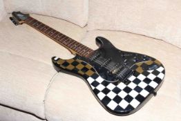 Electric guitar by Rocket in chess board design