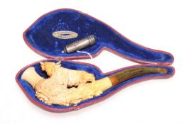 Meerschaum pipe and silver cased cheroot holder