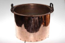 Copper two handled circular log bucket