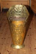 Highly polished embossed brass umbrella stand