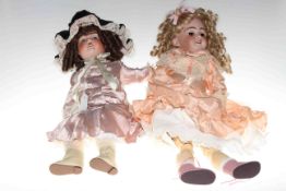 Two bisque head dolls marked J. V. and S.H.