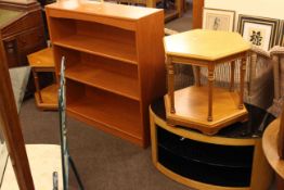 Pair hexagonal teak lamp tables,