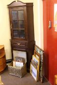 Glazed door top double corner cabinet,