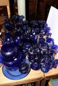 Collection of mostly Victorian blue glass ware