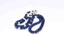 Sapphire and freshwater pearl bead necklace with silver clasp