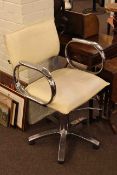 WBX chrome and leather swivel desk chair