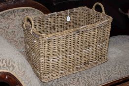 Rectangular cane log basket