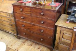Victorian mahogany chest of two short above two long drawers on bracket feet,
