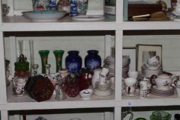 Wedgwood Mayfield dinnerware, glassware, oil lamp base, concertina,