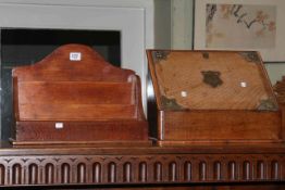 Victorian drop front stationery box slope with inkwells and letter rack (2)