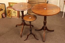 Three mahogany tripod occasional tables