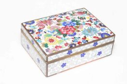 Cloisonne enamel cigarette box with floral lid