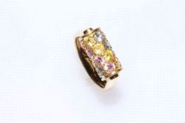 18 carat gold cubic zirconia roller ring