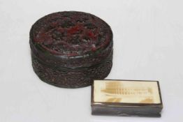 Horn snuff box and cinnabar box (2)