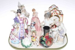 Danby Mint, Lladro, Nao, Wedgwood, Royal Doulton and other figures, Tupton Ware vase, clock,