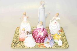 Collection of eight Royal Doulton lady figures including Picnic