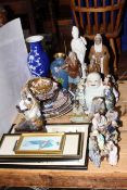 Collection of Oriental figures, vases, plates,