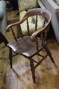 Bow wood spindle back smokers/desk chair