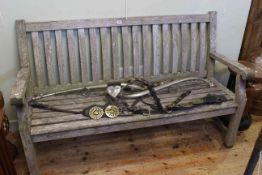 Weathered wooden garden bench