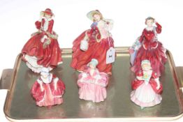 Collection of six Royal Doulton lady figures including Blithe Morning