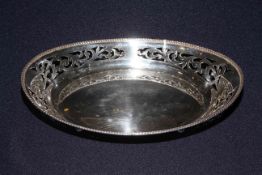 Pierced silver oval bowl,