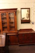 Victorian mahogany glazed top bookcase and three height chest