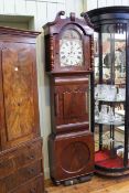 Victorian mahogany cased eight day longcase clock with painted dial by J C Elliott,