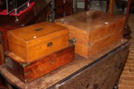 Two mahogany and oak writing boxes (3)