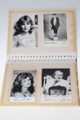 Album of thirty nine signed celebrity photographs including actors,