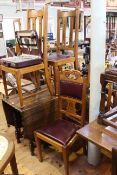 Oak barley twist gateleg table and six dining chairs (4x2)