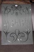 Etched glass bar panel