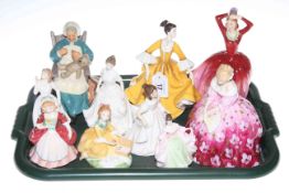 Collection of ten Royal Doulton lady figures including Nanny