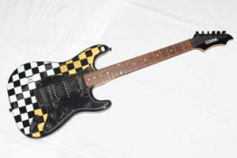 Electric guitar by Rocket in chess board design