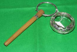 Silver mounted horn parasol handle and overlay ashtray (2)