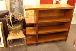 Ercol rocking chair, burr walnut finish shelf unit,