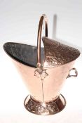 Copper swing handle coal bucket with embossed decoration