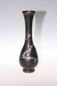 Oriental bronze vase with white metal applied dragon decoration