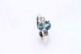 18 carat gold, aquamarine and diamond ring,