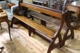 Pair of pitch pine open back church pews