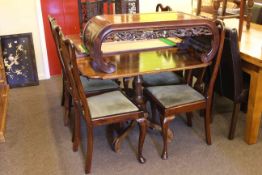 Mahogany extending dining table and six Queen Anne style chairs